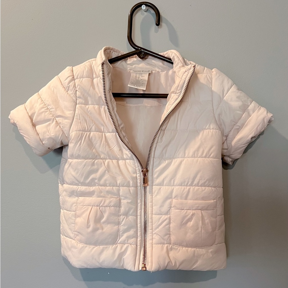 Maggie and Zoe pink puffer short sleeve toddler coat